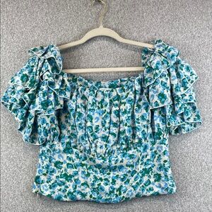Molly Bracken milkmaid watercolor blouse top side zip size M Y2K boho artsy crop